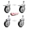 Service Caster 5 Inch Black Polyurethane Swivel 1/2 Inch Stem Caster Set with Total Lock Brake SCC-TSTTL20S514-PPUB-BLK-121315-4 - alternate 2
